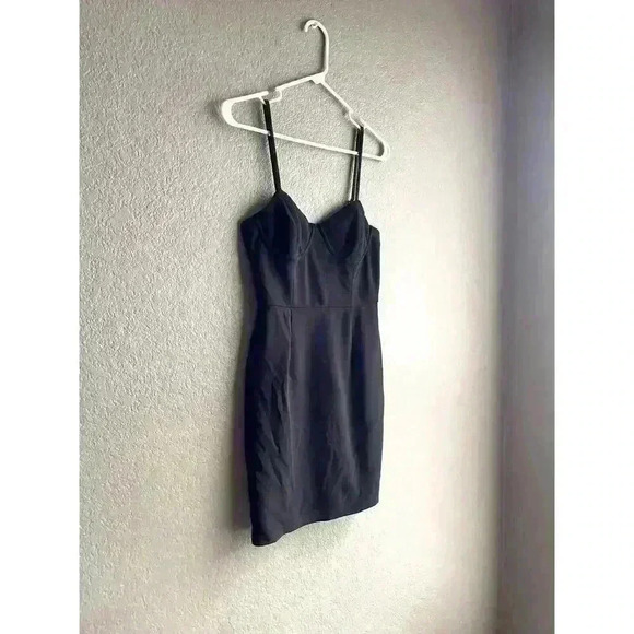 Rue 21 Y2K Black Spaghetti Strap Bodycon Mini Dress Size Large - Picture 2 of 7